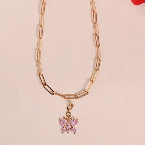 Schmetterling Charm – Pink Zirkonia Clip-Anhänger