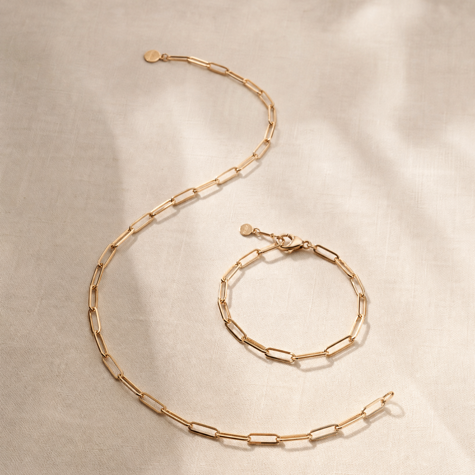 Elena Signatur Set Gold | Modulare Clip Halskette & Armband