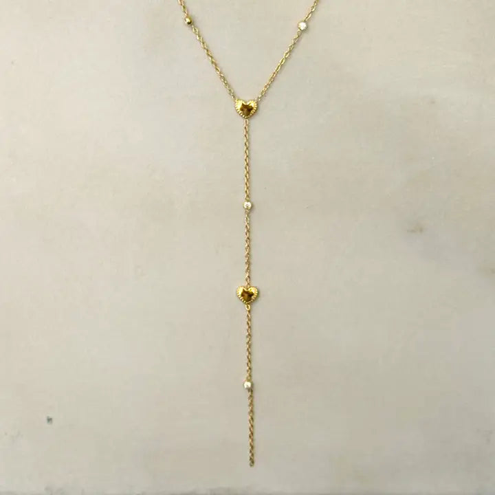 Lange Halskette aus Edelstahl mit Herzen