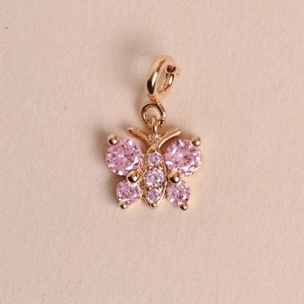 Schmetterling Charm – Pink Zirkonia Clip-Anhänger