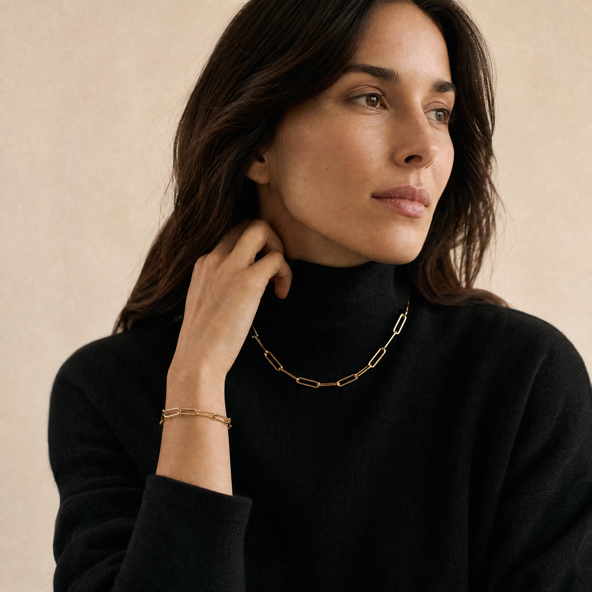 Elena Signatur Set Gold | Modulare Clip Halskette & Armband