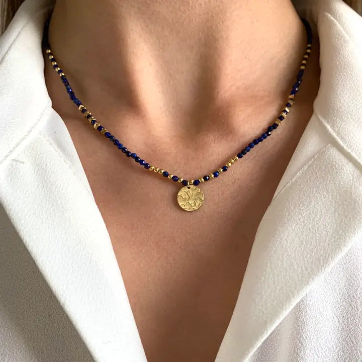 Lapislazuli Perlenkette mit Anhänger
